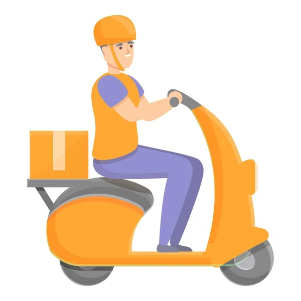 Scooter vecteur de dessin animé icône de livraison. Ordre de service — Image vectorielle