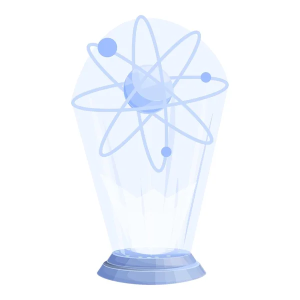 Atom vecteur de dessin animé icône hologramme. Chimie numérique — Image vectorielle