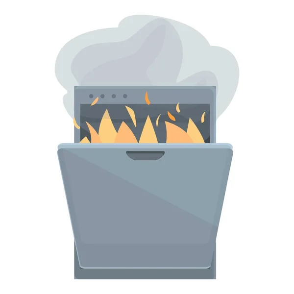 Fuego lavavajillas icono vector de dibujos animados. Máquina de cocina — Vector de stock