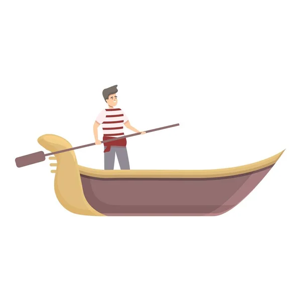 Gondolier man icon cartoon vector. Venice gondola — Stock Vector