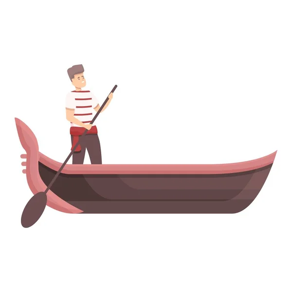 Old gondolier icon cartoon vector. Venice gondola — Stock Vector