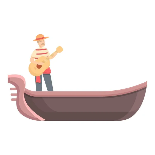 Vettore di cartoni animati di gondoliere veneziano. Barca in gondola — Vettoriale Stock
