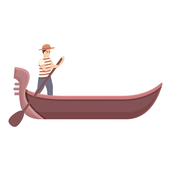 Rialto gondolier icon cartoon vector. Venice gondola — Stock Vector