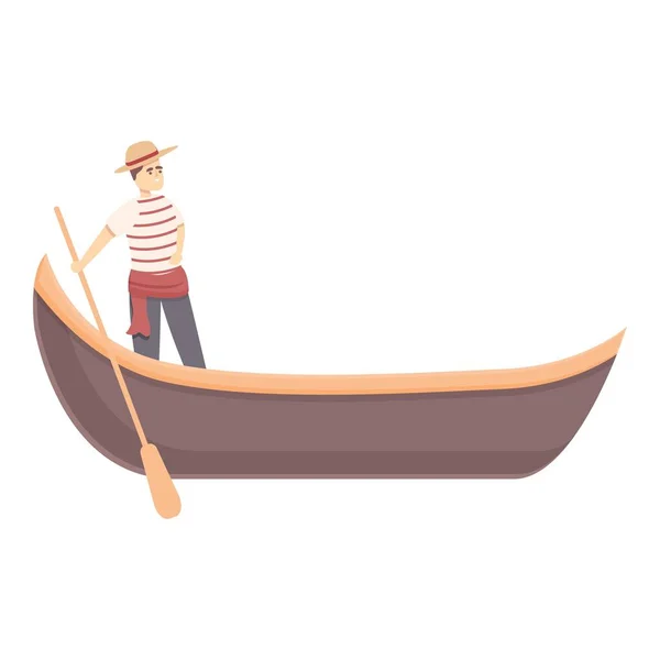 Canal gondolier ikona karikatura vektor. Benátská gondola — Stockový vektor