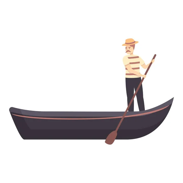 Acqua gondola icona vettore cartone animato. Venezia barca — Vettoriale Stock