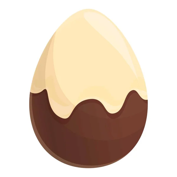 Nuevo huevo de chocolate con leche icono vector de dibujos animados. Caramelo marrón — Vector de stock