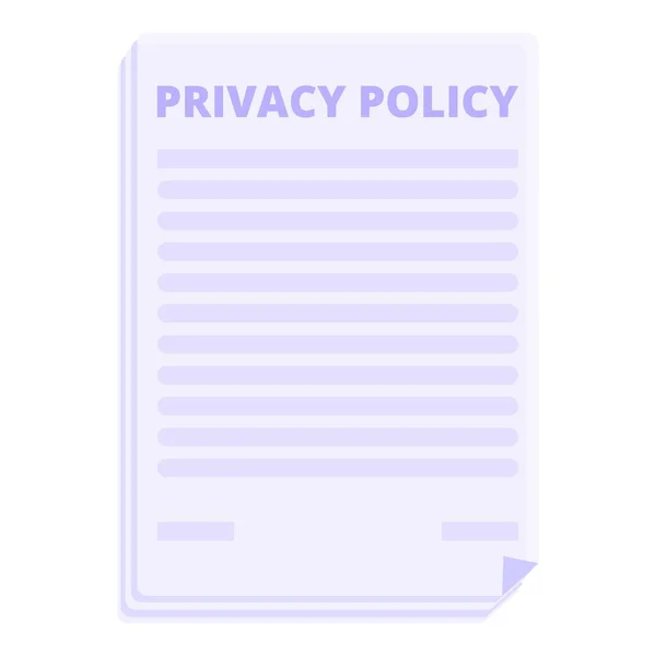 Privacy policy documento icona fumetto vettore. Dati protetti — Vettoriale Stock