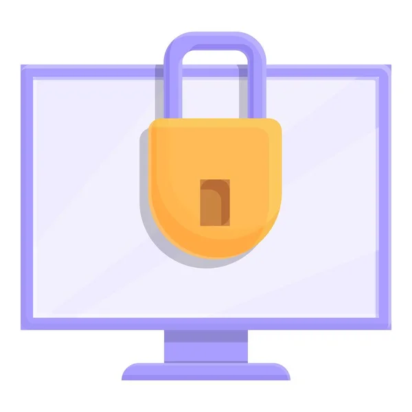 Lock monitor data icoon cartoon vector. Beveiligde privacy — Stockvector