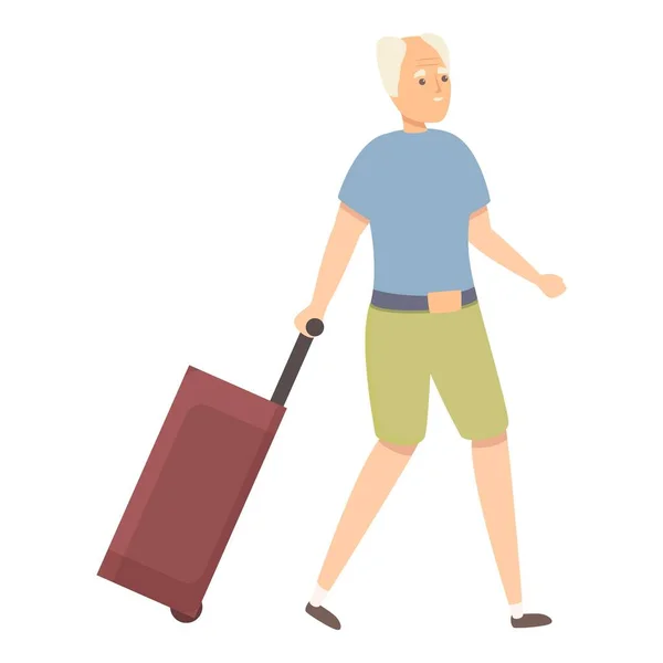 Abuelo viaje bolsa icono vector de dibujos animados. Viejo. — Vector de stock