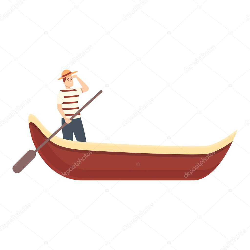 Travel gondola icon cartoon vector. Venice gondolier
