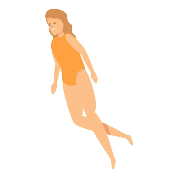Nuotatore ragazza icona vettore cartone animato. Piscina piscina — Vettoriale Stock