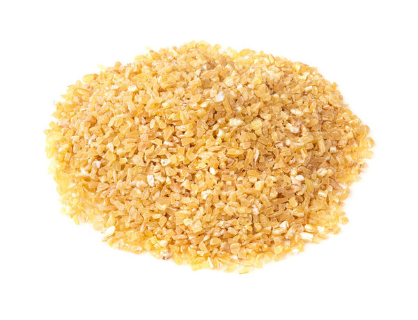 Горсть Крупы Сырой Пшеницы Дробленые Полированные Зерна Пшеницы Крупным Планом Стоковая Картинка