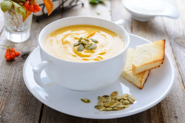 Pumpkin cream soup — Stock Image Pumpkin cream soup Royalty Free Stock Photos
