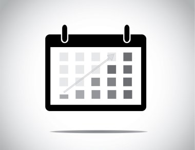 Siyah takvim ile günlük blok renkli yukarı ok ile yapılan ilerleme göstermek için: iş kar büyüme ve başarı kavramı illüstrasyon