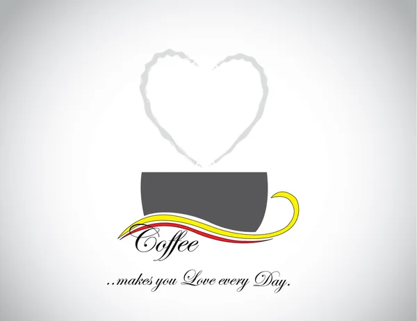 心愛で黒暗いカップで素晴らしい新鮮なコーヒー形煙から出てそれと背景中: 毎日コーヒー コンセプト イラストが大好き — ストック写真