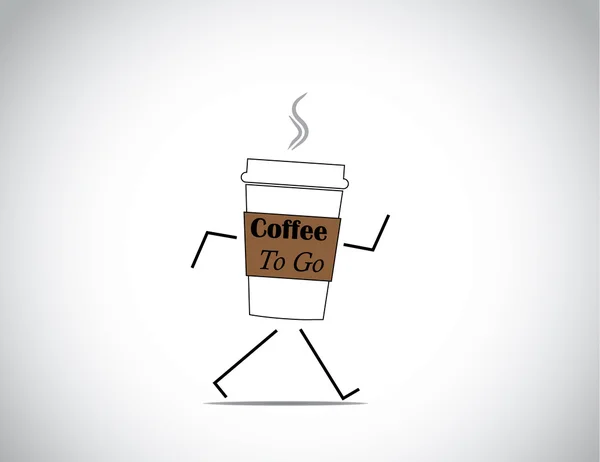 白新鮮でホット コーヒー カップ明るいホワイト バック グラウンド概念図と歩いて行く — ストック写真