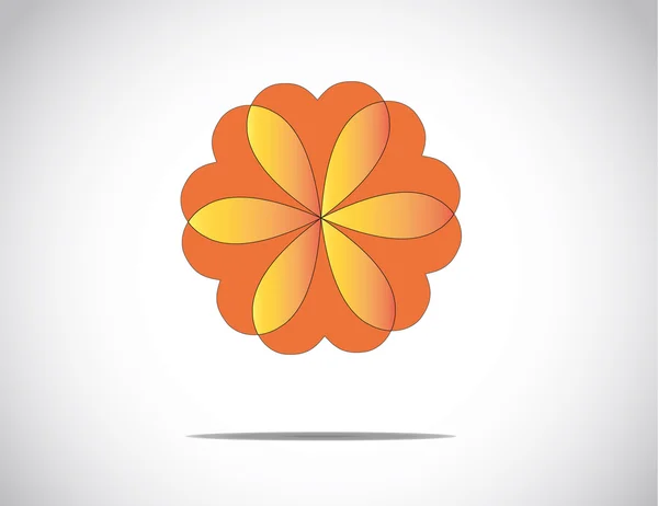 Uniek mooie rode & oranje bloem met hartvormige bloemblaadjes & helder witte achtergrond - afbeelding schetsen — Stockfoto