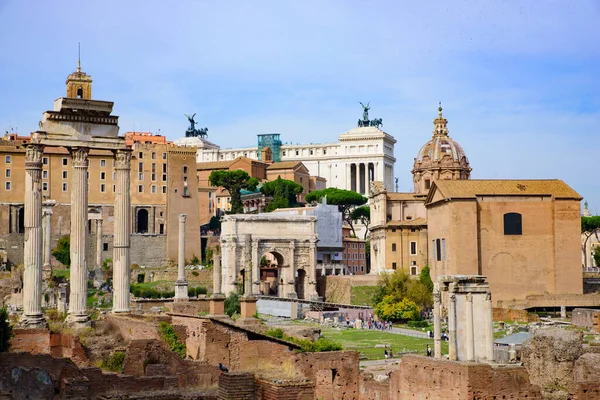 Roman Forum Fórum Obklopené Ruinami Římě Itálie — Stock fotografie