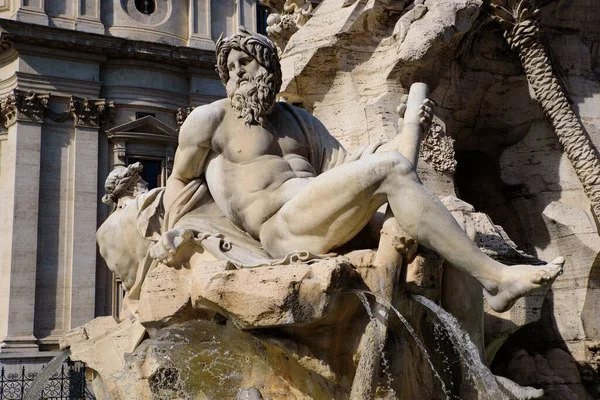 Fontana Dei Quattro Fiumi Négy Folyó Forrása Római Piazza Navona — Stock Fotó