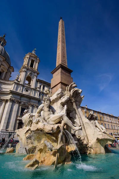 Fontana Dei Quattro Fiumi Négy Folyó Forrása Római Piazza Navona — Stock Fotó