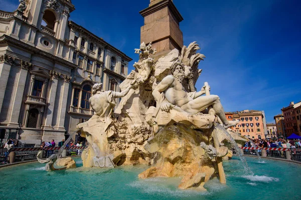 Fontana Dei Quattro Fiumi Négy Folyó Forrása Római Piazza Navona — Stock Fotó