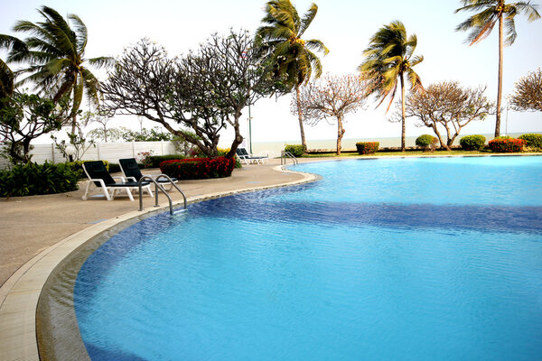 The unique circular pool by the sea