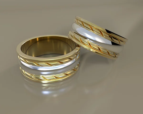 Renderowania 3D obrączek ślubnych — Zdjęcie stockowe