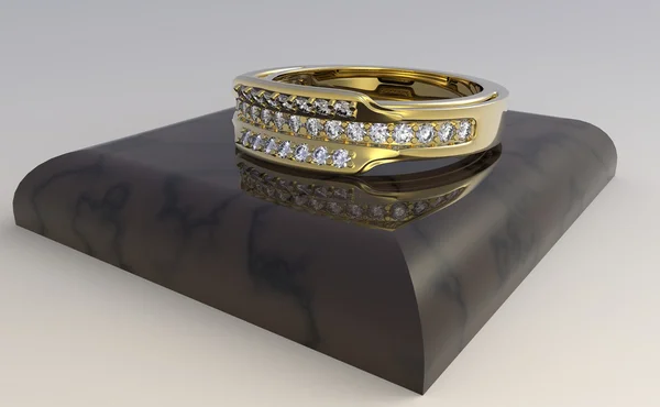 Χρυσό δαχτυλίδι με διαμάντια — Φωτογραφία Αρχείου
