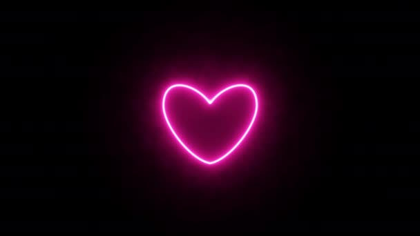 粉色爱霓虹灯的标志与蒸汽。痛打心脏。动画视频镜头。循环现实动画 — 图库视频影像