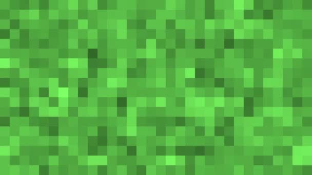 Geanimeerde groene pixel gras achtergrond. Het concept van games achtergrond. Pleinen patroon achtergrond. Minecraft concept. illustratie. Licht Groen abstracte textuur polygonale achtergrond — Stockvideo