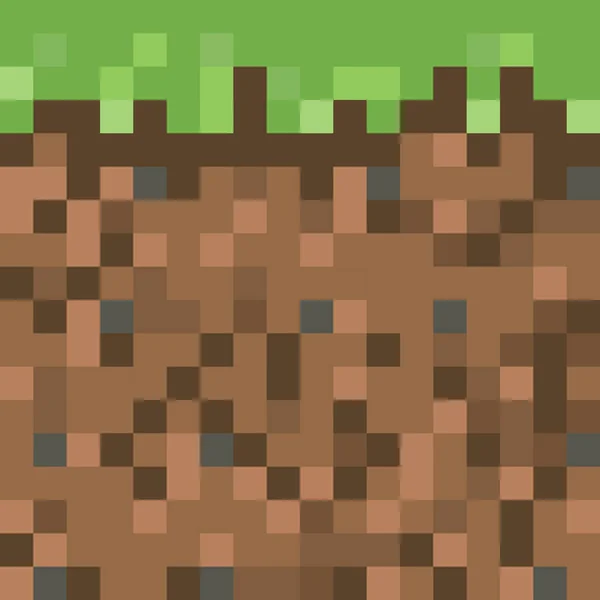 Pixel minecraft stil land bakgrund. Begreppet spel marken pixelated horisontella sömlös bakgrund. Vektorillustration — Stock vektor