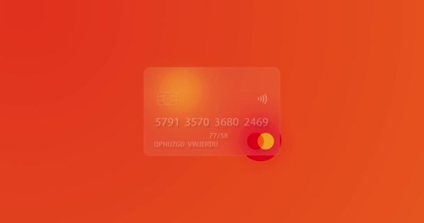 Carte de crédit neutre sur fond coloré rendu avec l'effet glassmorphisme. Concept d'achat par Internet, paiements mobiles, transactions financières. boucle vidéo — Video