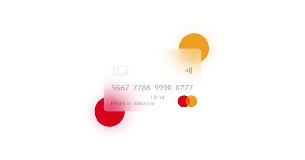 Neutral credit card on colorful background rendered with the glassmorphism effect. Internet shopping concept, mobile payments, financial transactions. — Stock Photo, Image