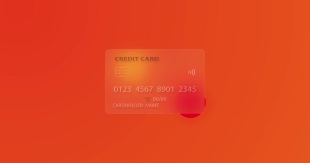 Carte de crédit neutre sur fond coloré rendu avec l'effet glassmorphisme. Concept d'achat par Internet, paiements mobiles, transactions financières. boucle vidéo — Video