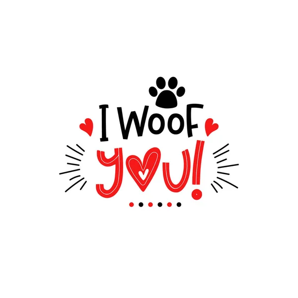 Walentynki dla psów liternictwo Zwierzęta szczeniak typografia — Wektor stockowy