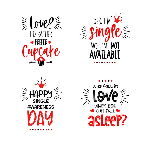 Anti Valentine day lettering. Happy single awareness day — Stock Vector