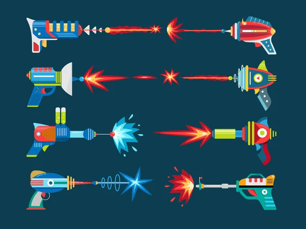 Cartoon blaster laser gun vector wapen set — Stockvector