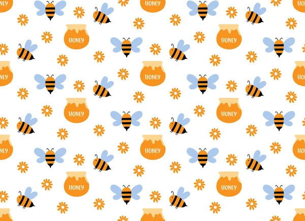 Vektor nahtloses Muster mit Honigbiene gelb — Stockvektor