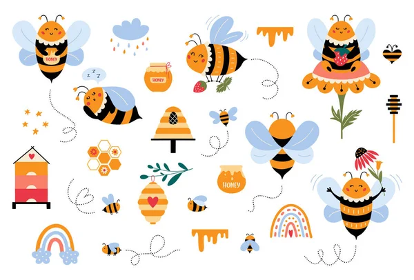 Bienen-Vektor im Cartoon-Stil Niedliche Hummel — Stockvektor