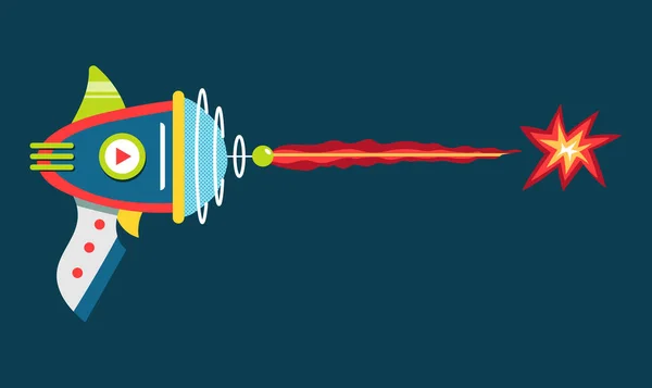 卡通风格空间激光炮中的爆破器 — 图库矢量图片