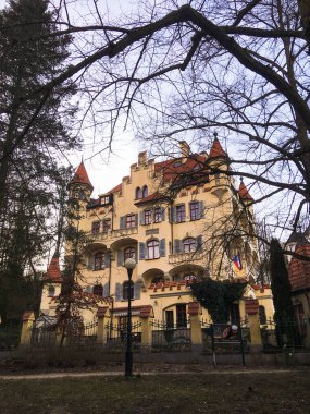 Karlovy Vary, Çek Cumhuriyeti - 8 Mart 2021 Karlovy Vary, bireysel konut, villa, daire, kulübe