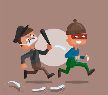 Bir polis memuru ve hırsızın vektör çizimi