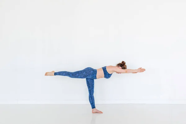 Young Yogi Attractive Woman Practicing Yoga Concept Exercise Bird Dog — Stock Photo, Image