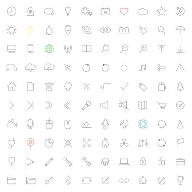 Minimalist çizgi evrensel Icon set. İnternet, kullanıcı arabirimi, aygıt veya mobil kullanım.
