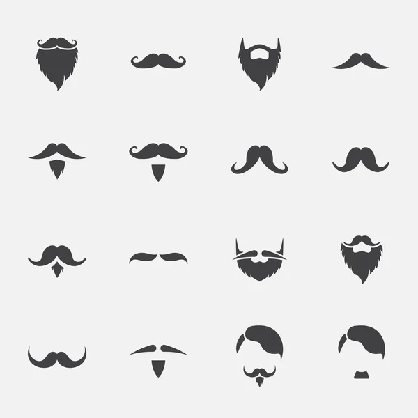 Mustache And Beard Icons Set — Stock Vector