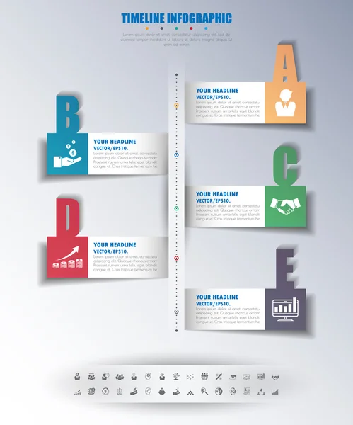 Χρονολόγιο infographics με εικονίδια — Διανυσματικό Αρχείο