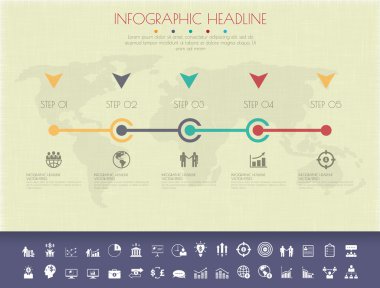 Renk Stepdesign düz uzun gölge temiz sayı zaman çizelgesi templat