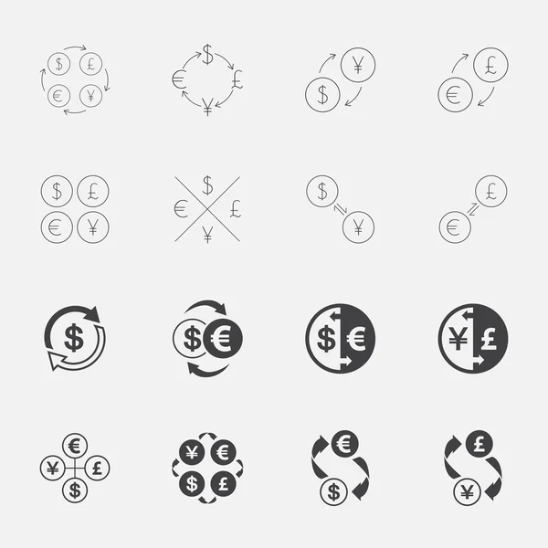Conjunto de iconos de dinero e intercambio . — Vector de stock
