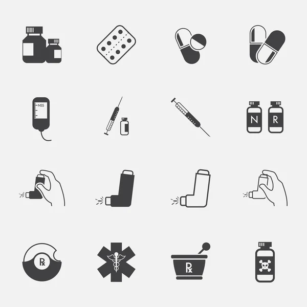 Conjunto de iconos de farmacia e iconos médicos . — Vector de stock