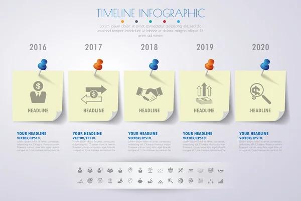 Idősor infographics az ikonok beállítása. — Stock Vector